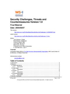 WS Basic Security Profile WG Security Challenges, Threats ...