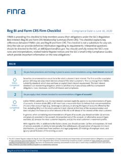Reg BI and Form CRS Firm Checklist - FINRA