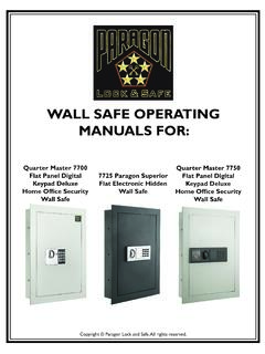 WALL SAFE OPERATING MANUALS FOR