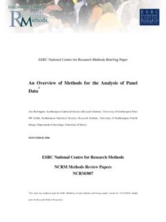 An Overview of Methods for the Analysis of Panel