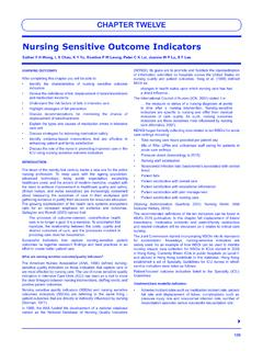 Nursing Sensitive Outcome Indicators - WFCCN