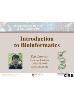 Introduction to Bioinformatics - Lehigh University