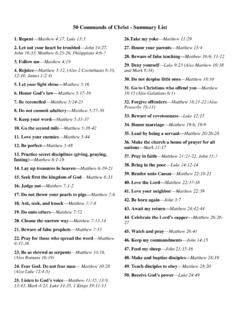 50 Commands of Christ - Summary List - SwapMeetDave
