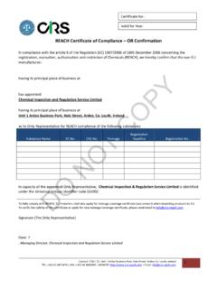 REACH Certificate of Compliance – OR Confirmation