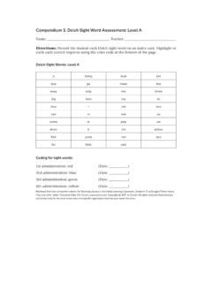 Compendium 3. Dolch Sight Word Assessment: Level A