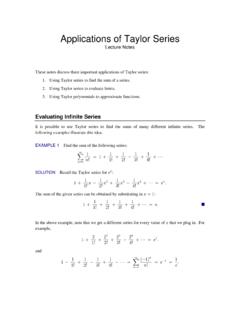 Applications of Taylor Series - faculty.bard.edu