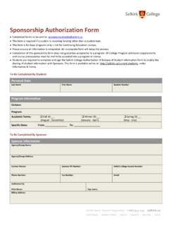 Sponsorship Authorization Form - Selkirk College