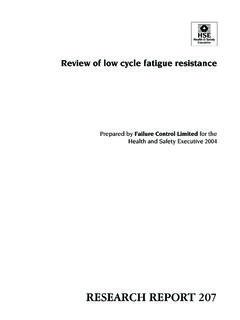 RR207- Review of low cycle fatigue resistance