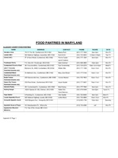 FOOD PANTRIES IN MARYLAND - Catholic Charities of …