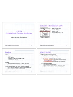 Instruction Set Architecture (ISA) Introduction to ...
