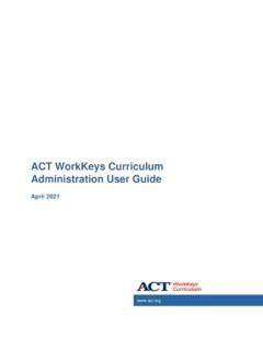 ACT WorkKeys Curriculum - Administration User Guide ...