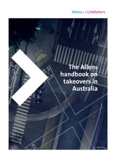 The Allens handbook on takeovers in Australia