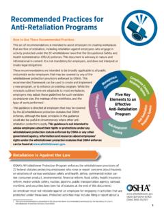 Recommended Practices for Anti-Retaliation Programs