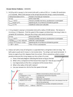 Circular Motion Problems ANSWERS