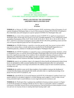 PROCLAMATION BY THE GOVERNOR AMENDING …