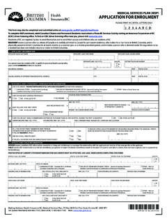MSP Application for Enrolment - British Columbia
