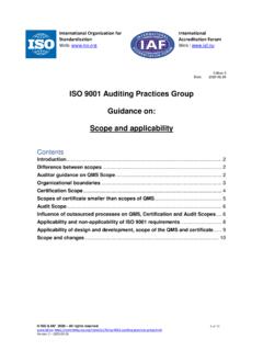ISO 9001 Auditing Practices Group Guidance on: Scope and ...