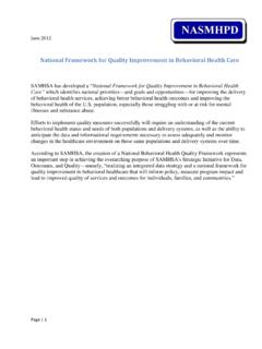 National Framework for Quality Improvement in Behavioral ...