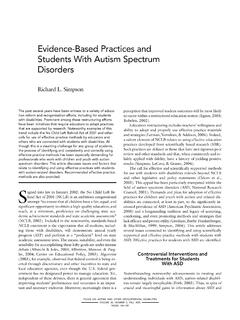 Evidence-Based Practices and Students With Autism …
