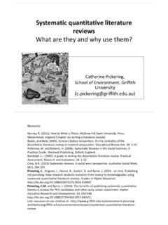 Systematic quantitative literature reviews