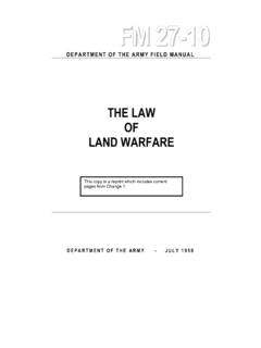 THE LAW OF LAND WARFARE - United States Army