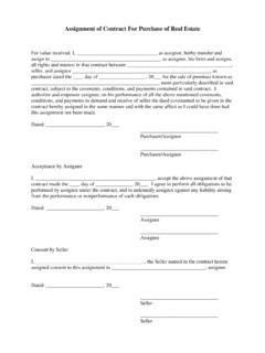 Assignment of Contract For Purchase of Real Estate