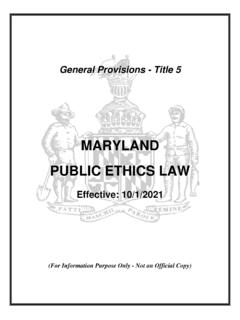 MARYLAND PUBLIC ETHICS LAW