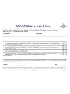 COVID-19 Return to Work Form - Health and Safety Authority