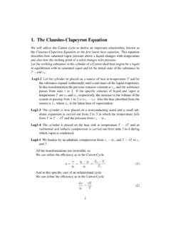 1. The Clausius-Clapeyron Equation - University of Arizona