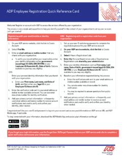 ADP Employee Registration Quick Reference Card