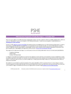 PSHE Education Programme of Study (Key Stages 1-4)