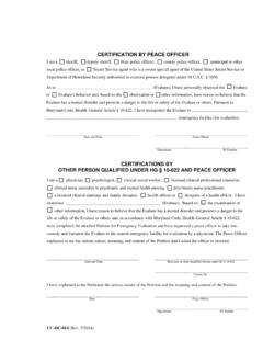 CERTIFICATION BY PEACE OFFICER - Maryland Courts