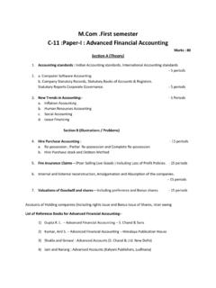 M.Com .First semester C-11 :Paper-I : Advanced …