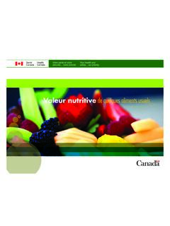 Valeur nutritive de quelques aliments usuels - Canada