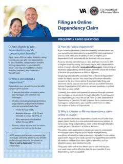 Filing an Online Dependency Claim Frequently Asked Questions