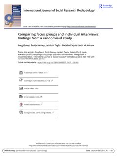 Comparing focus groups and individual interviews: findings ...