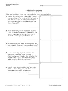 Word Problems Worksheet 3 - tlsbooks.com