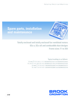 Spare parts, installation and maintenance - Brook …
