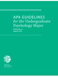APA Guidelines for the Undergraduate Psychology Major