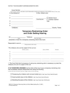 Temporary Restraining Order and Order Setting Hearing
