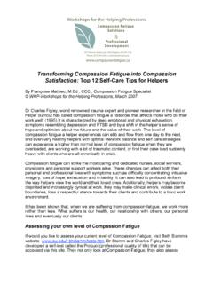Transforming Compassion Fatigue into Compassion ...
