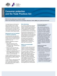 CONSUMER Consumer protection and the Trade Practices Act