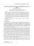 “Use of Technology in English Language Teaching and ...