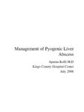 Management of Pyogenic Liver Abscess