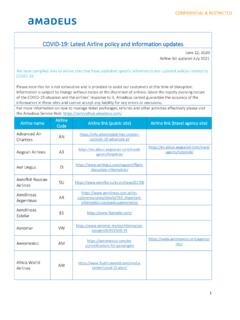 COVID-19: Latest Airline policy and information ... - Amadeus