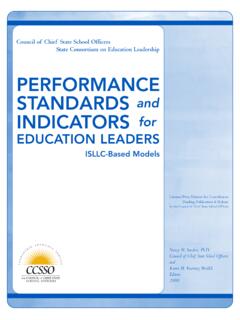 PERFORMANCE STANDARDS and INDICATORS for