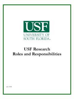 USF Research Roles and Responsibilities