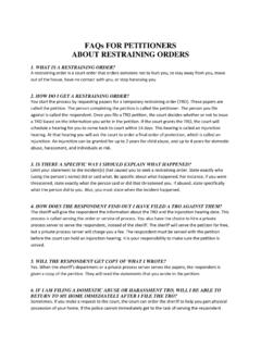 FAQs FOR PETITIONERS ABOUT RESTRAINING ORDERS
