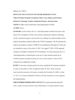 OFFICE OF THE UNITED STATES TRADE REPRESENTATIVE …