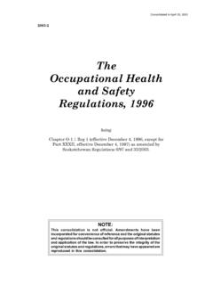 The Occupational Health and Safety Regulations, …
